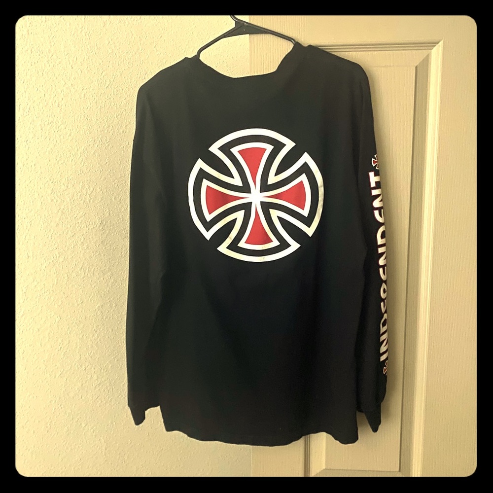 Men Independent Back Print Long-sleeve Shirt